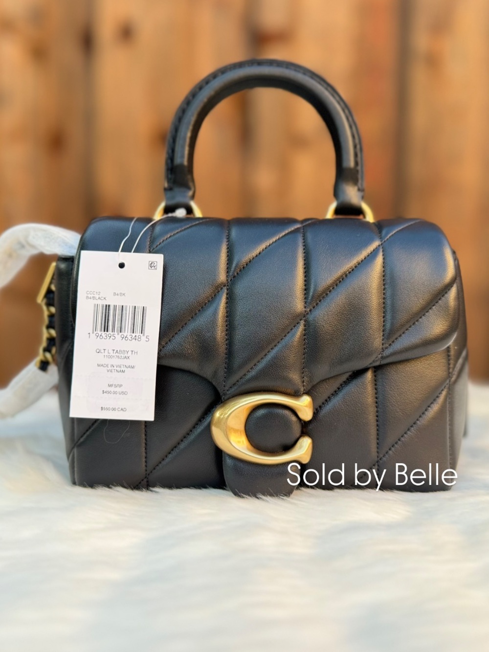 NWT Coach Tabby Top Handle Bag With Quilting Black